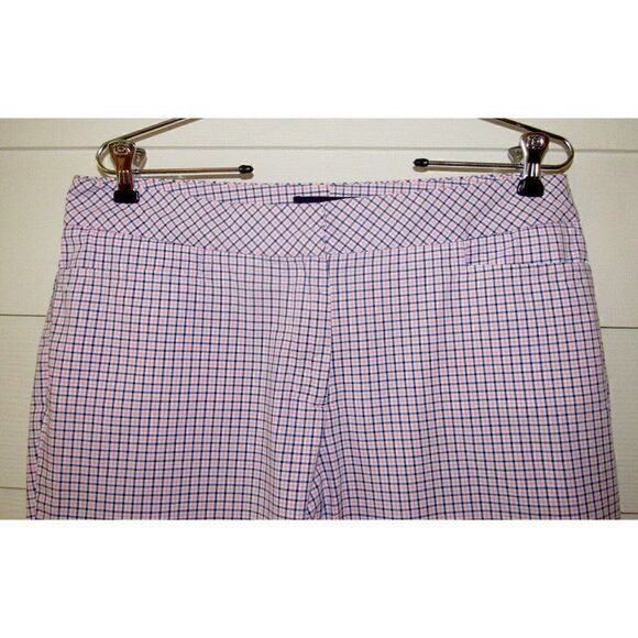 New Talbots Signature Pink & Blue Plaid Capri Tab Pants Sz 8 - Picture 2 of 6